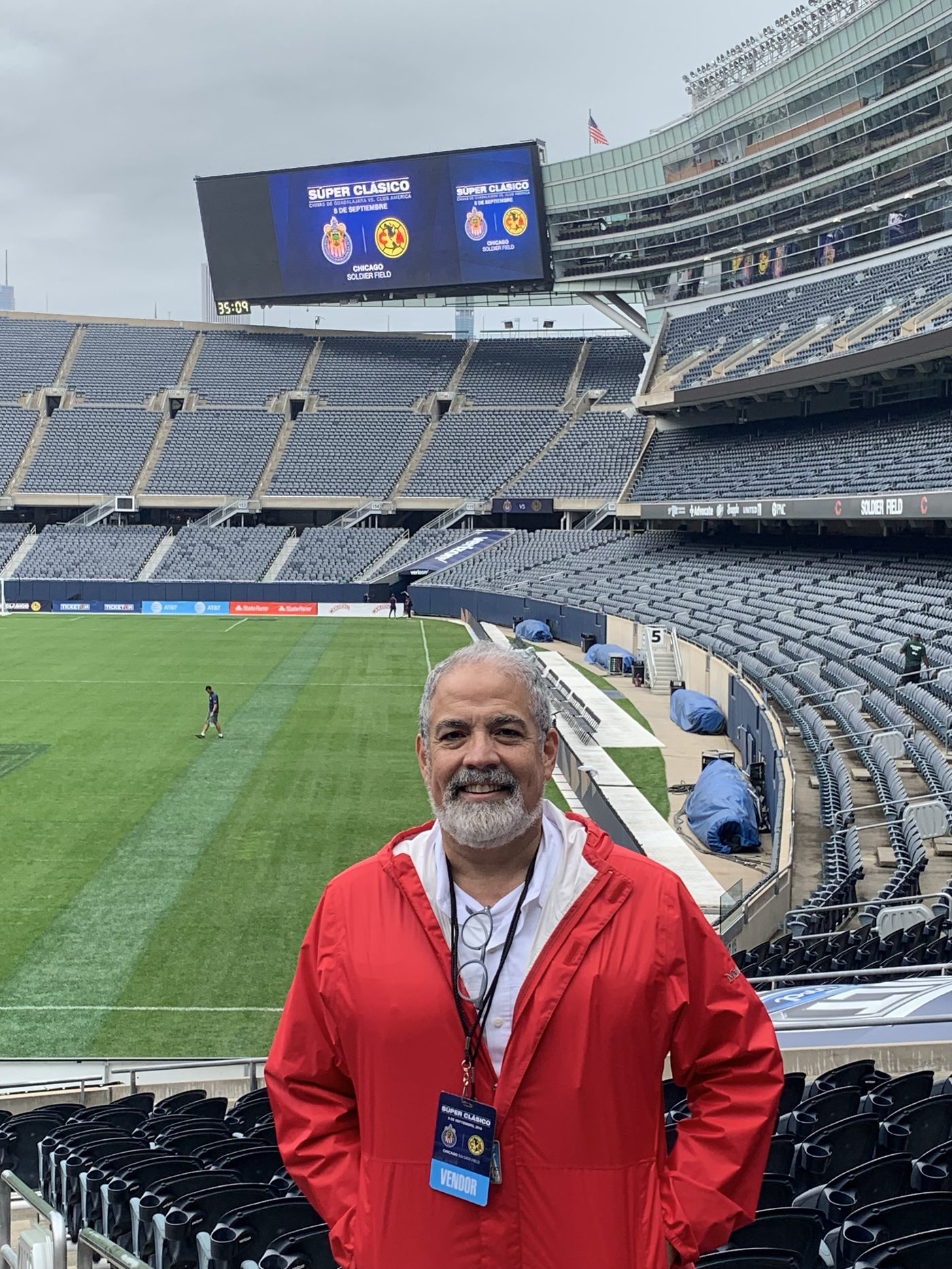 Javier Marin at Soldier Field, Chicago, before a Súper Clásico match